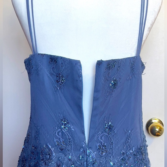 Blue Embellished Tiered maxi Dress for Cocktail Celebration or special occasion - Picture 8 of 13